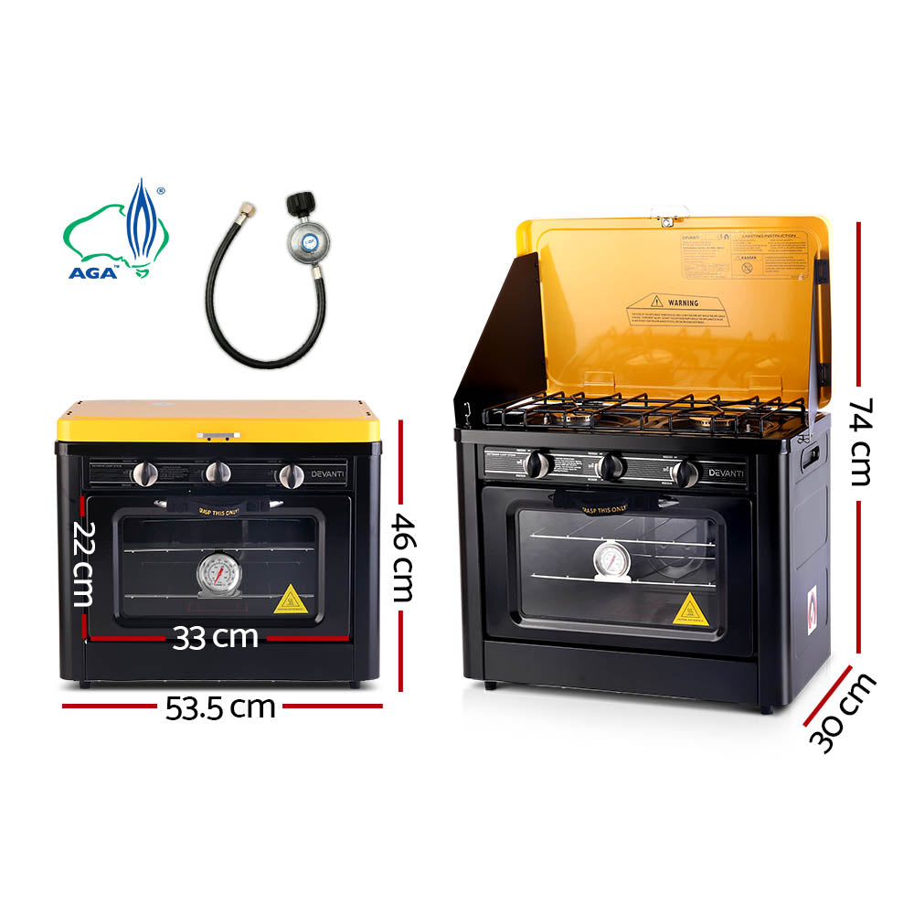Devanti Portable Gas Oven LPG Black PGO-01-BK-YE