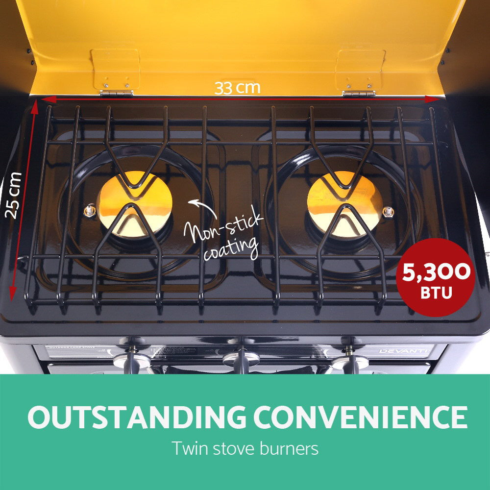 Devanti Portable Gas Oven LPG Black PGO-01-BK-YE