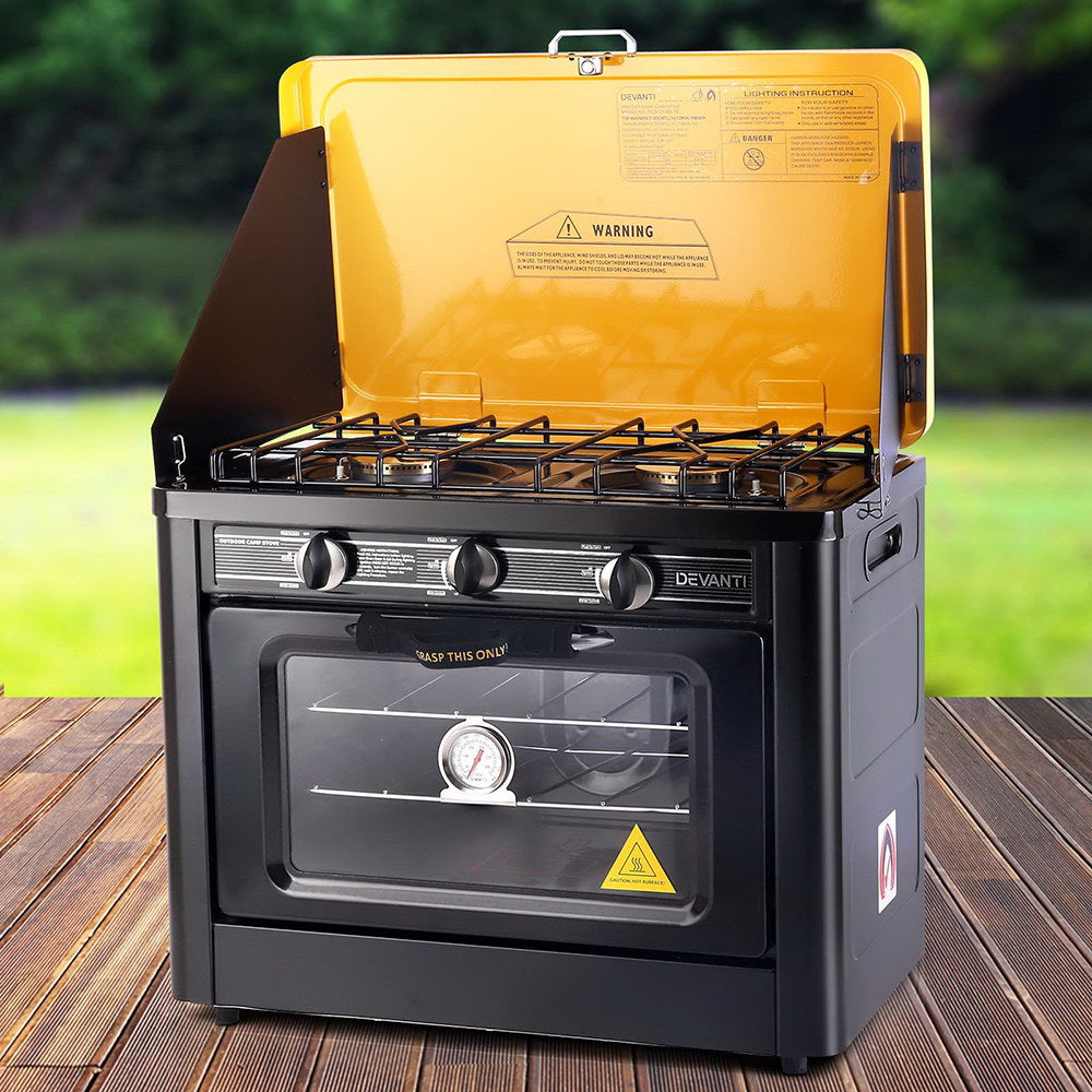 Devanti Portable Gas Oven LPG Black PGO-01-BK-YE