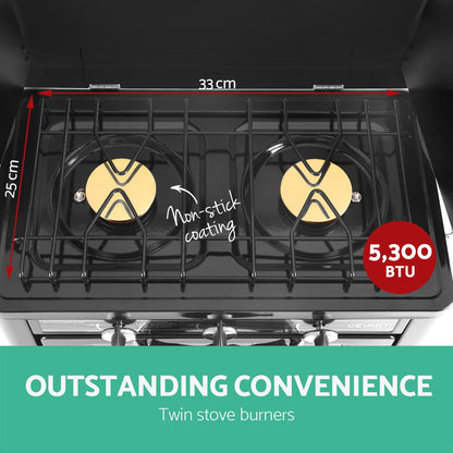 Devanti Portable Gas Oven LPG Silver PGO-01-SS-BK