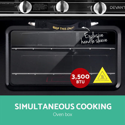 Devanti Portable Gas Oven LPG Silver PGO-01-SS-BK