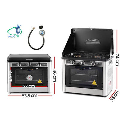 Devanti Portable Gas Oven LPG Silver PGO-01-SS-BK