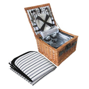 Alfresco 2 Person Picnic Basket Set Vintage Outdoor Baskets Insulated Blanket PICNIC-2PPL-COOLER-BK