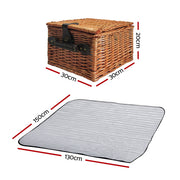Alfresco 2 Person Picnic Basket Set Vintage Outdoor Baskets Insulated Blanket PICNIC-2PPL-COOLER-BK