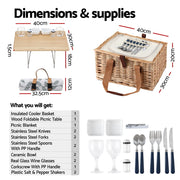 Alfresco 2 Person Picnic Basket Set with Table Blanket Cooler Wooden Insulated PICNIC-2PPL-TABLE-BG