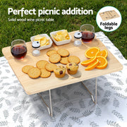 Alfresco 2 Person Picnic Basket Set with Table Blanket Cooler Wooden Insulated PICNIC-2PPL-TABLE-BG