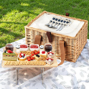 Alfresco 2 Person Picnic Basket Set with Table Blanket Cooler Wooden Insulated PICNIC-2PPL-TABLE-BG