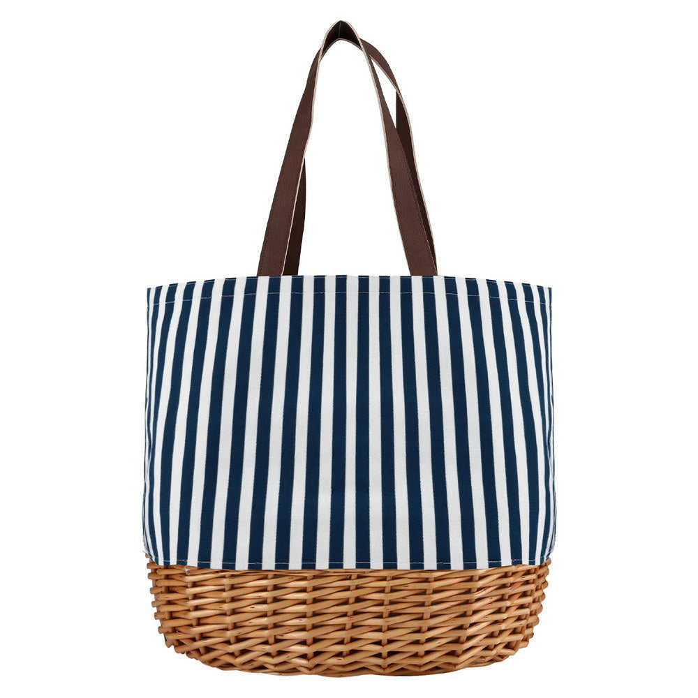 Alfresco 4 Person Picnic Basket Bag Set Wooden Blanket Cooler Outdoor Insulated PICNIC-4PPL-BAG-STRIPE