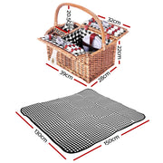 Alfresco 4 Person Picnic Basket Set Insulated Outdoor Blanket Bag PICNIC-4PPL-BASKET-BK