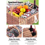 Alfresco 4 Person Picnic Basket Set Insulated Outdoor Blanket Bag PICNIC-4PPL-BASKET-BK
