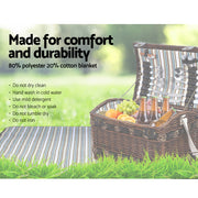 Alfresco 4 Person Picnic Basket Set Wooden Blanket Cooler Bag Outdoor Insulated PICNIC-4PPL-CHEESE-COPP