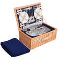 Alfresco 4 Person Picnic Basket Set Cooler Bag Insulated Blanket PICNIC-4PPL-COOLER-NAVY