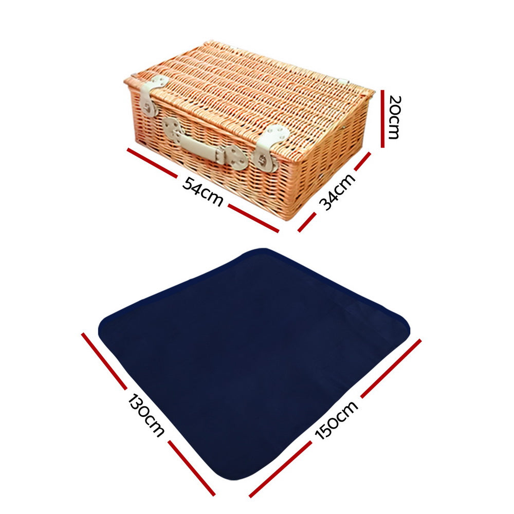 Alfresco 4 Person Picnic Basket Set Cooler Bag Insulated Blanket PICNIC-4PPL-COOLER-NAVY