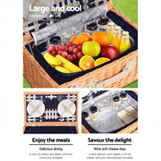 Alfresco 4 Person Picnic Basket Set Cooler Bag Insulated Blanket PICNIC-4PPL-COOLER-NAVY