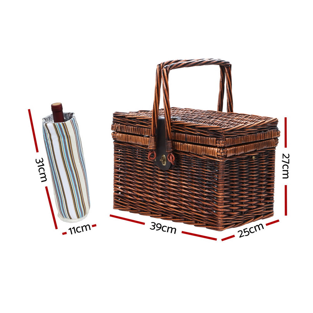 Alfresco 4 Person Picnic Basket Set Deluxe Folding Outdoor Insulated Liquor bag PICNIC-4PPL-FOLD-COPP