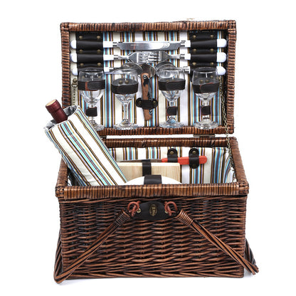 Alfresco 4 Person Picnic Basket Set Deluxe Folding Outdoor Insulated Liquor bag PICNIC-4PPL-FOLD-COPP