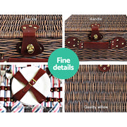 Alfresco 4 Person Picnic Basket Set Insulated Blanket Bag PICNIC-4PPL-STRIPE-BUPK