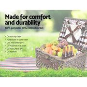 Alfresco 4 Person Picnic Basket Set Insulated Blanket Bag PICNIC-4PPL-STRIPE-BUPK