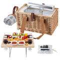 Alfresco 4 Person Picnic Basket Set with Table Blanket Cooler Wooden Insulated PICNIC-4PPL-TABLE-BG