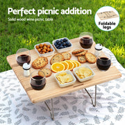 Alfresco 4 Person Picnic Basket Set with Table Blanket Cooler Wooden Insulated PICNIC-4PPL-TABLE-BG