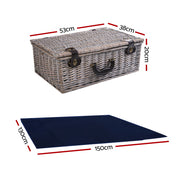 Alfresco 6 Person Picnic Basket Set Cooler Bag Insulated Blanket Plates Navy PICNIC-6PPL-COOLER-NAVY