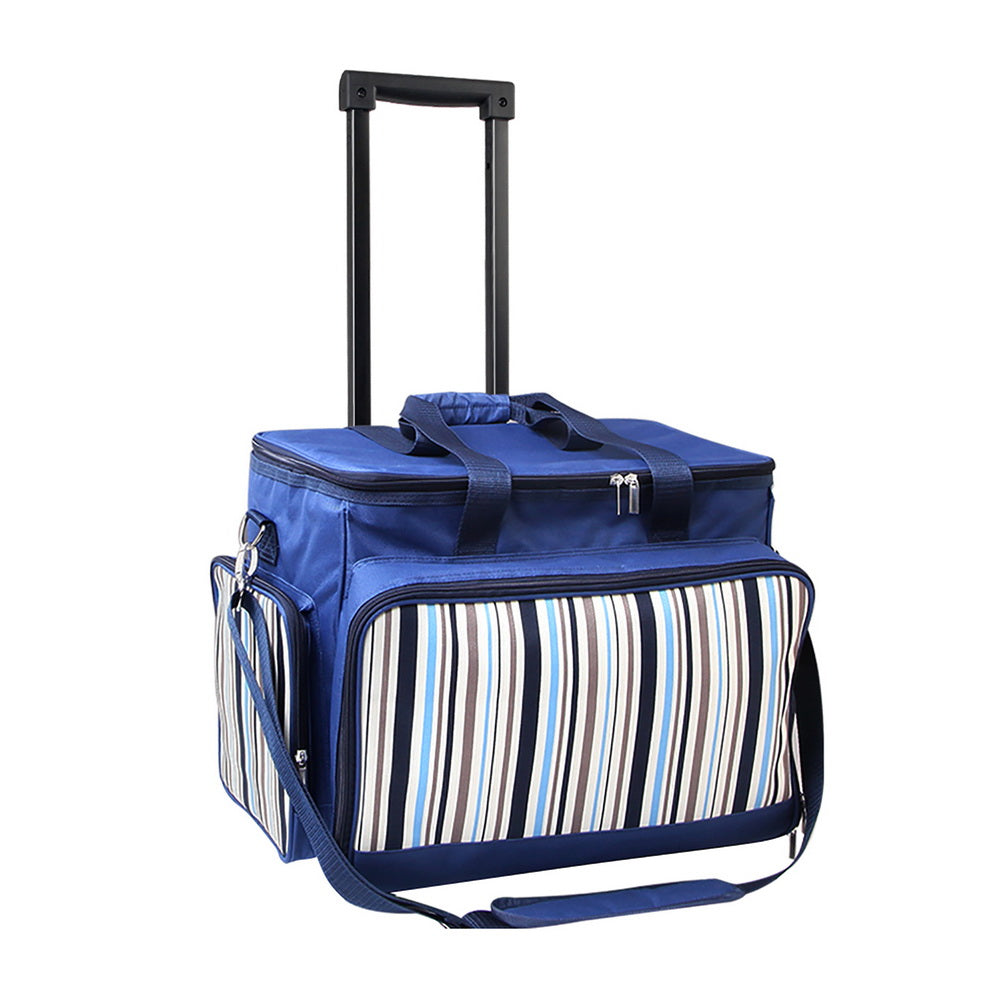 Alfresco 6 Person Picnic Basket Set Bag Wheels Insulated Trolley PICNIC-6PPL-COOLER-TRO