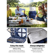 Alfresco 6 Person Picnic Basket Set Bag Wheels Insulated Trolley PICNIC-6PPL-COOLER-TRO