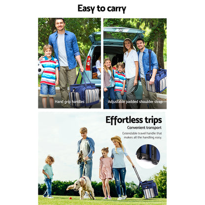 Alfresco 6 Person Picnic Basket Set Bag Wheels Insulated Trolley PICNIC-6PPL-COOLER-TRO