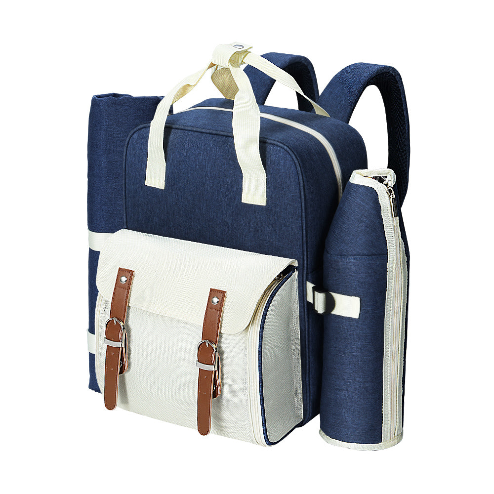 Alfresco 4 Person Picnic Basket Set Backpack Bag Insulated Blue PICNIC-BAG-4PPL-BUWH