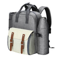 Alfresco 4 Person Picnic Basket Set Backpack Bag Insulated Grey PICNIC-BAG-4PPL-GRWH
