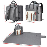 Alfresco 4 Person Picnic Basket Set Backpack Bag Insulated Grey PICNIC-BAG-4PPL-GRWH