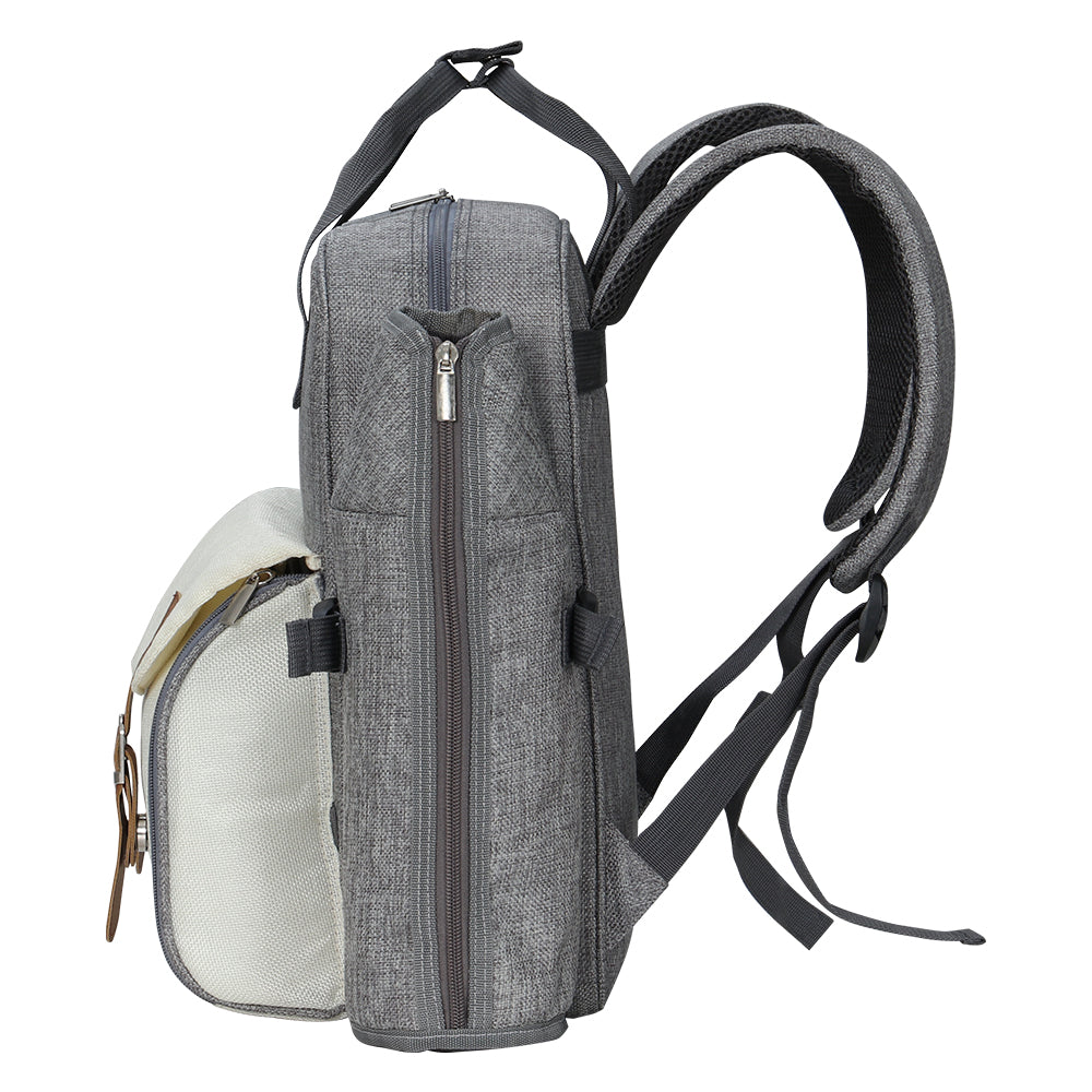 Alfresco 4 Person Picnic Basket Set Backpack Bag Insulated Grey PICNIC-BAG-4PPL-GRWH