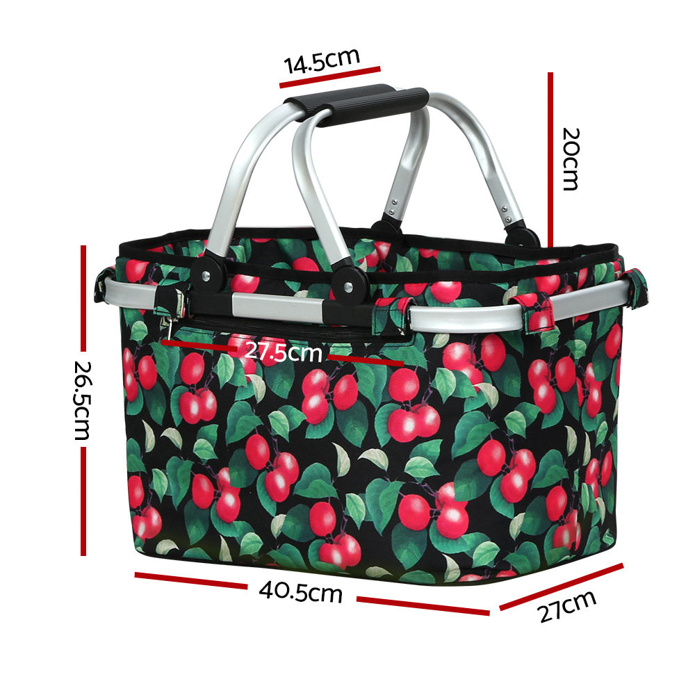 Alfresco Picnic Basket Folding Bag Hamper Food Storage Insulated PICNIC-BAG-CLOTH-BKFR