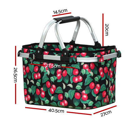 Alfresco Picnic Basket Folding Bag Hamper Food Storage Insulated PICNIC-BAG-CLOTH-BKFR