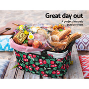 Alfresco Picnic Basket Folding Bag Hamper Food Storage Insulated PICNIC-BAG-CLOTH-BKFR