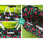 Alfresco Picnic Basket Folding Bag Hamper Food Storage Insulated PICNIC-BAG-CLOTH-BKFR