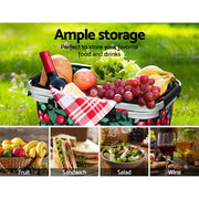 Alfresco Picnic Basket Folding Bag Hamper Food Storage Insulated PICNIC-BAG-CLOTH-BKFR