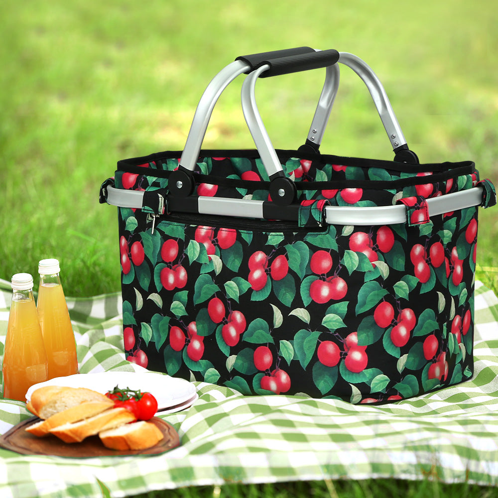 Alfresco Picnic Basket Folding Bag Hamper Food Storage Insulated PICNIC-BAG-CLOTH-BKFR