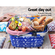 Alfresco Picnic Basket Folding Bag Hamper Food Insulated Storage PICNIC-BAG-CLOTH-BUFS