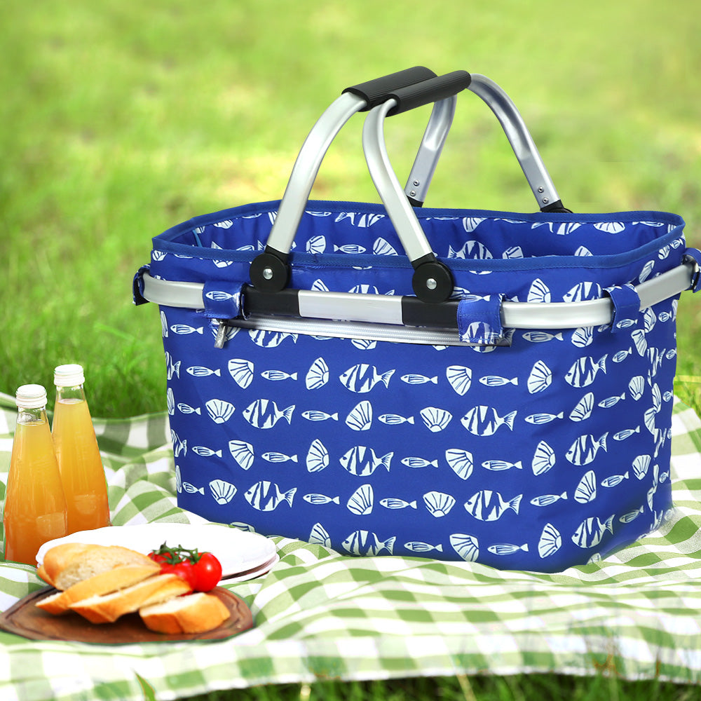 Alfresco Picnic Basket Folding Bag Hamper Food Insulated Storage PICNIC-BAG-CLOTH-BUFS