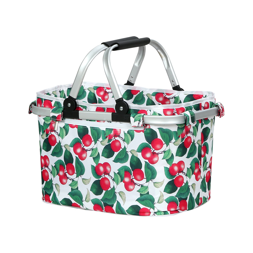 Alfresco Picnic Basket Set Folding Bag Hamper Insulated Food Storage PICNIC-BAG-CLOTH-WHFR