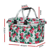 Alfresco Picnic Basket Set Folding Bag Hamper Insulated Food Storage PICNIC-BAG-CLOTH-WHFR