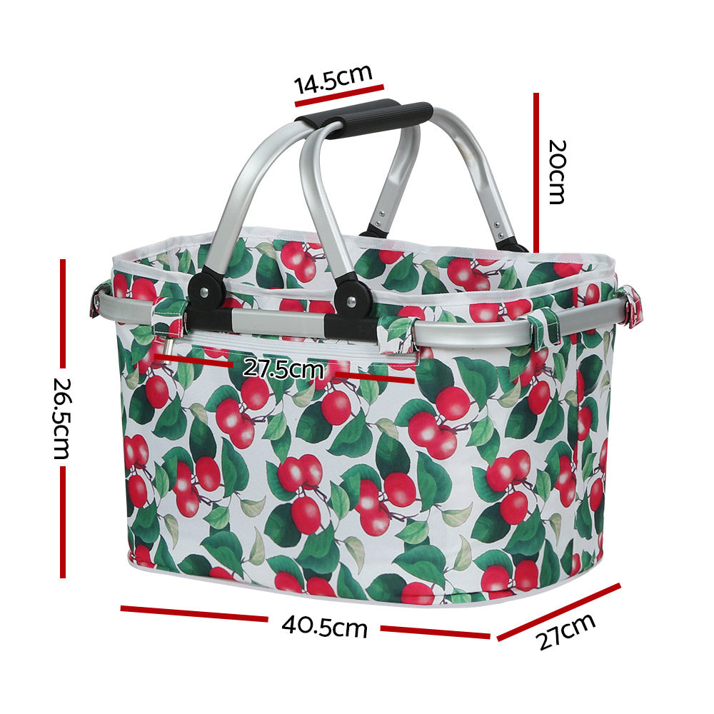Alfresco Picnic Basket Set Folding Bag Hamper Insulated Food Storage PICNIC-BAG-CLOTH-WHFR