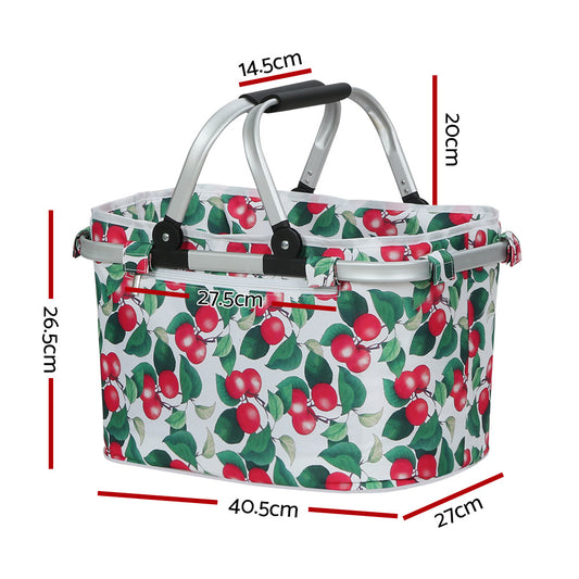 Alfresco Picnic Basket Set Folding Bag Hamper Insulated Food Storage PICNIC-BAG-CLOTH-WHFR