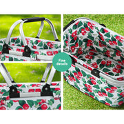Alfresco Picnic Basket Set Folding Bag Hamper Insulated Food Storage PICNIC-BAG-CLOTH-WHFR
