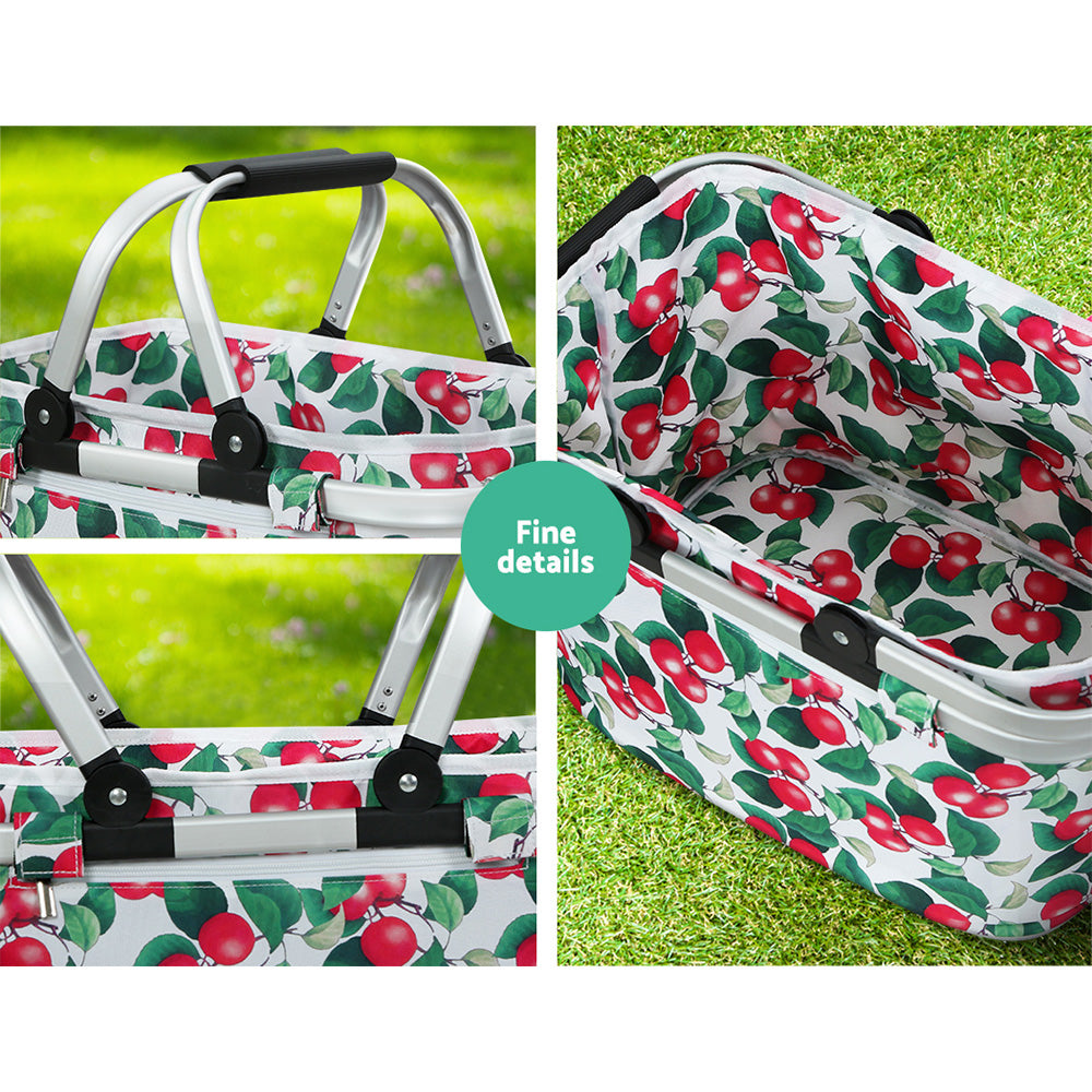 Alfresco Picnic Basket Set Folding Bag Hamper Insulated Food Storage PICNIC-BAG-CLOTH-WHFR