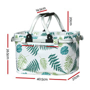 Alfresco Picnic Basket Folding Bag Hamper Insulated Food Storage PICNIC-BAG-CLOTH-WHLE