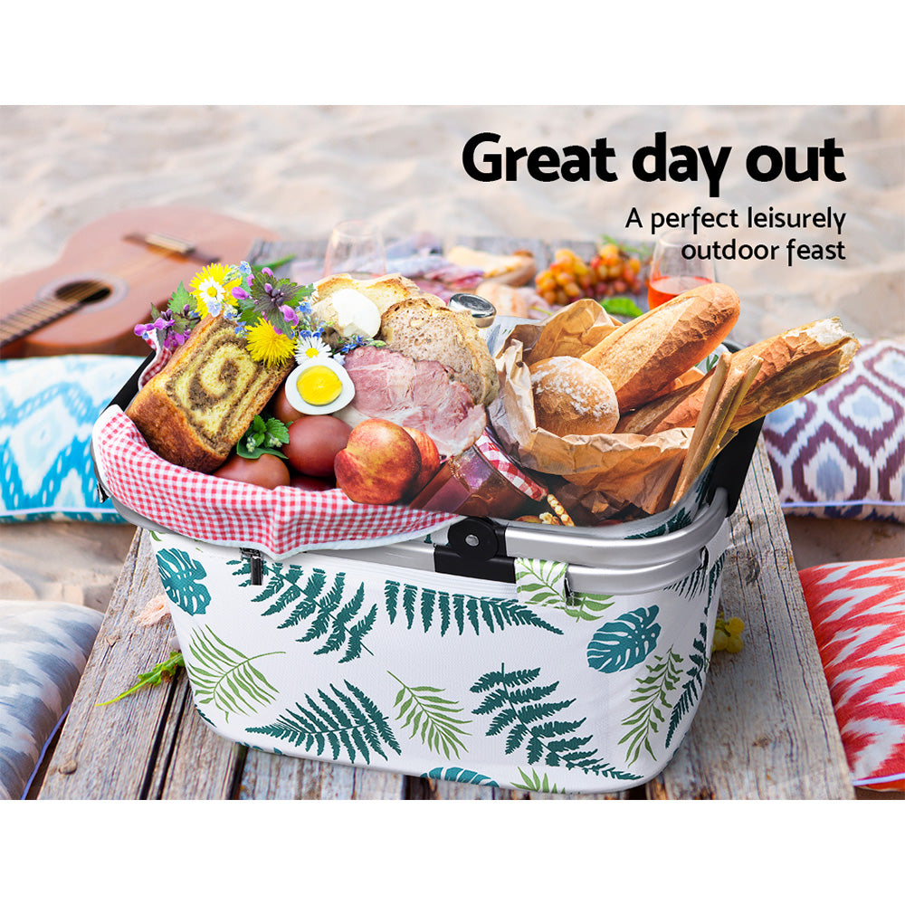 Alfresco Picnic Basket Folding Bag Hamper Insulated Food Storage PICNIC-BAG-CLOTH-WHLE