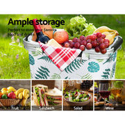 Alfresco Picnic Basket Folding Bag Hamper Insulated Food Storage PICNIC-BAG-CLOTH-WHLE