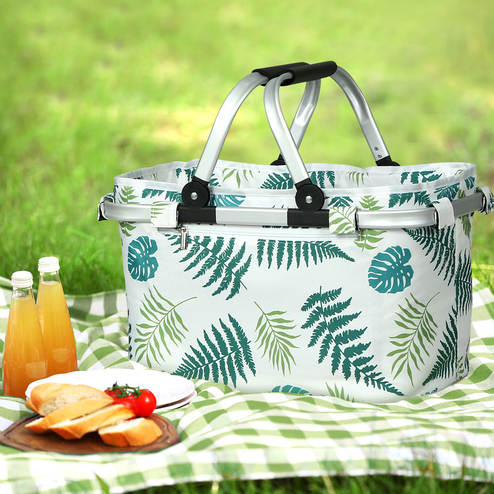 Alfresco Picnic Basket Folding Bag Hamper Insulated Food Storage PICNIC-BAG-CLOTH-WHLE